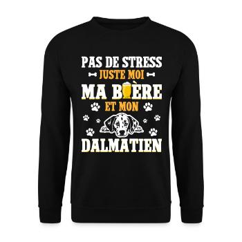 Humour Apéro Bière Papa Chien Dalmatien - Sweat-shirt Unisexe - noir - Devant - Alina (178cm) & Michal (187cm)