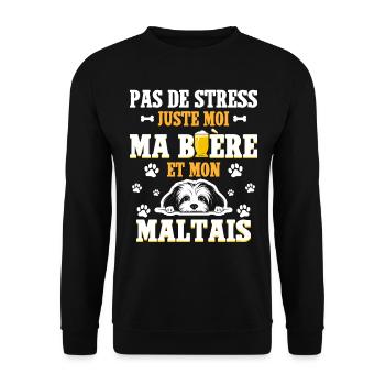 Humour Apéro Bière Papa Chien Maltais - Sweat-shirt Unisexe - noir - Devant - Alina (178cm) & Michal (187cm)