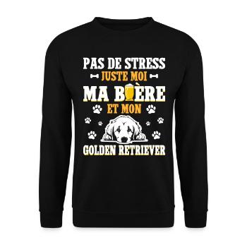 Bière Papa Chien Golden Retriever - Sweat-shirt Unisexe - noir - Devant - Alina (178cm) & Michal (187cm)