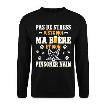 Humour Bière Papa Chien Pinscher Nain - Sweat-shirt Unisexe - noir - Devant - Alina (178cm) & Michal (187cm)