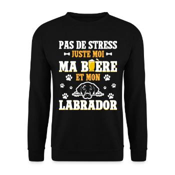 Humour Apéro Bière Papa Chien Labrador - Sweat-shirt Unisexe - noir - Devant - Alina (178cm) & Michal (187cm)