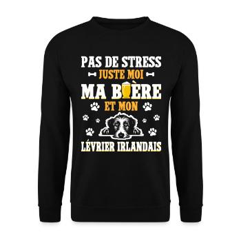 Humour Bière Papa Chien Lévrier Irlandais - Sweat-shirt Unisexe - noir - Devant - Alina (178cm) & Michal (187cm)
