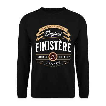 Vintage Finistère Departement Frankreich - Unisex Pullover - Schwarz - Vorne - Alina (178cm) & Michal (187cm)