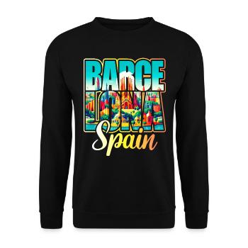 Voyage Espagne Ville Barcelone - Sweat-shirt Unisexe - noir - Devant - Alina (178cm) & Michal (187cm)