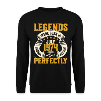 50-jähriges Jubiläum Juli Jahr 1974 - Unisex Pullover - Schwarz - Vorne - Alina (178cm) & Michal (187cm)