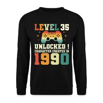 Niveau 35 Anniversaire Gamer 35 Ans - Sweat-shirt Unisexe - noir - Devant - Alina (178cm) & Michal (187cm)