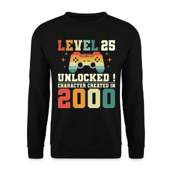 Niveau 25 Anniversaire Gamer 25 Ans - Sweat-shirt Unisexe - noir - Devant - Alina (178cm) & Michal (187cm)