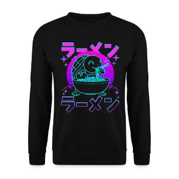 Rétro Kawaii Ramen Tortue De Mer - Sweat-shirt Unisexe - noir - Devant - Alina (178cm) & Michal (187cm)