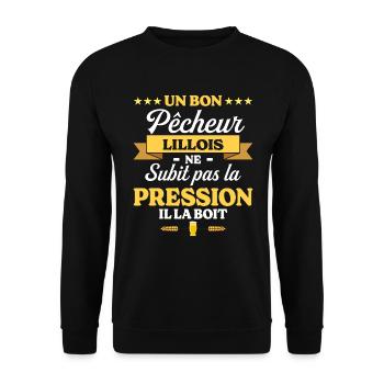 Pêcheur Lillois Lille Humour Pêche - Sweat-shirt Unisexe - noir - Devant - Alina (178cm) & Michal (187cm)