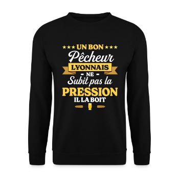 Pêcheur Lyonnais Lyon Humour Pêche - Sweat-shirt Unisexe - noir - Devant - Alina (178cm) & Michal (187cm)