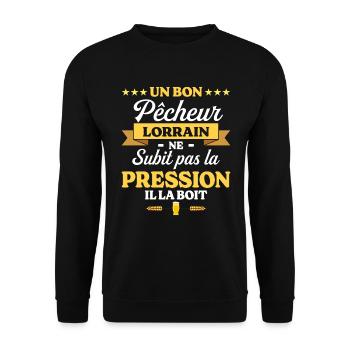 Pêcheur Lorrain Lorraine Humour Pêche - Sweat-shirt Unisexe - noir - Devant - Alina (178cm) & Michal (187cm)