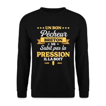 Pêcheur Breton Bretagne Humour Pêche - Sweat-shirt Unisexe - noir - Devant - Alina (178cm) & Michal (187cm)