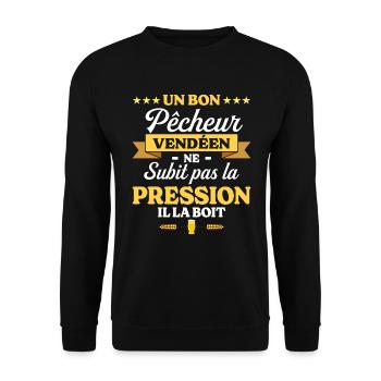 Pêcheur Vendéen Vendée Humour Pêche - Sweat-shirt Unisexe - noir - Devant - Alina (178cm) & Michal (187cm)