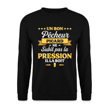 Pêcheur Picard Picardie Humour Pêche - Sweat-shirt Unisexe - noir - Devant - Alina (178cm) & Michal (187cm)