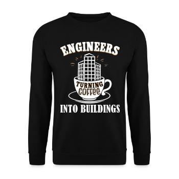 Humour Café Ingénieur Génie Civil - Sweat-shirt Unisexe - noir - Devant - Alina (178cm) & Michal (187cm)