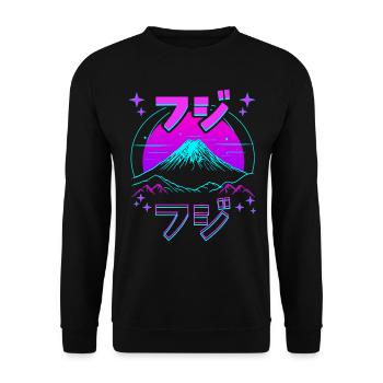 Retro Japanese Aaesthetic Landscape - Unisex Sweatshirt - black - Front - Alina (178cm) & Michal (187cm)