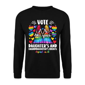 Vote Comme Ta Fille Et Petite Fille Féministe - Sweat-shirt Unisexe - noir - Devant - Alina (178cm) & Michal (187cm)