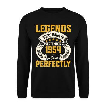 70th Anniversary September Year 1954 - Unisex Sweatshirt - black - Front - Alina (178cm) & Michal (187cm)