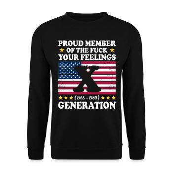 USA Vintage Generation X Gift Idea - Unisex Sweatshirt - black - Front - Alina (178cm) & Michal (187cm)