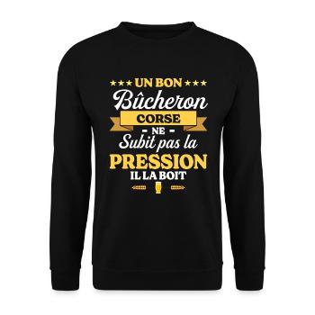 Bûcheron Corse Humour Bûcheron - Sweat-shirt Unisexe - noir - Devant - Alina (178cm) & Michal (187cm)