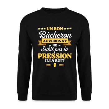 Bûcheron Auvergnat Auvergne Bûcheron - Sweat-shirt Unisexe - noir - Devant - Alina (178cm) & Michal (187cm)
