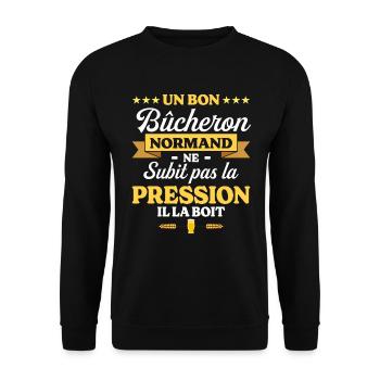 Bûcheron Normand Normandie Bûcheron - Sweat-shirt Unisexe - noir - Devant - Alina (178cm) & Michal (187cm)