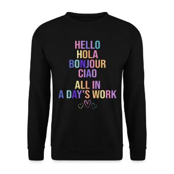 Ausbildung Bilingualer Humorlehrer - Unisex Pullover - Schwarz - Vorne - Alina (178cm) & Michal (187cm)