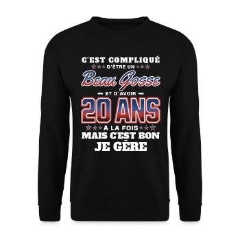Humour Homme 20 ans Fête Anniversaire - Sweat-shirt Unisexe - noir - Devant - Alina (178cm) & Michal (187cm)