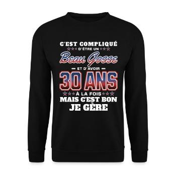 Humour Homme 30 ans Fête Anniversaire - Sweat-shirt Unisexe - noir - Devant - Alina (178cm) & Michal (187cm)