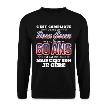 Humour Homme 60 ans Fête Anniversaire - Sweat-shirt Unisexe - noir - Devant - Alina (178cm) & Michal (187cm)