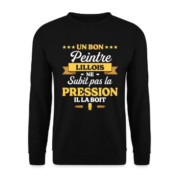 Peintre Lillois Lille Humour Peintre - Sweat-shirt Unisexe - noir - Devant - Alina (178cm) & Michal (187cm)