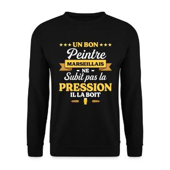 Peintre Marseillais Marseille Peintre - Sweat-shirt Unisexe - noir - Devant - Alina (178cm) & Michal (187cm)