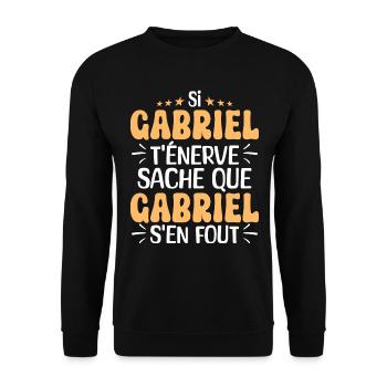Nom Humour Prénom Personnalisé Gabriel - Sweat-shirt Unisexe - noir - Devant - Alina (178cm) & Michal (187cm)