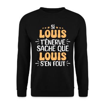 Nom Humour Prénom Personnalisé Louis - Sweat-shirt Unisexe - noir - Devant - Alina (178cm) & Michal (187cm)