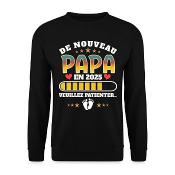Bébé Grossesse Père Encore Papa 2025 - Sweat-shirt Unisexe - noir - Devant - Alina (178cm) & Michal (187cm)