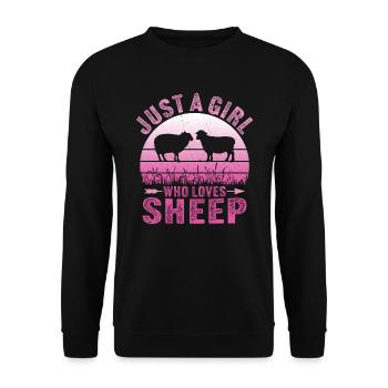 Nur ein Mädchen, das Schafe liebt - Unisex Pullover - Schwarz - Vorne - Alina (178cm) & Michal (187cm)