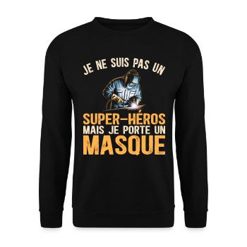 Super-Héros Humour Soudeur - Sweat-shirt Unisexe - noir - Devant - Alina (178cm) & Michal (187cm)