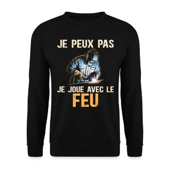Ich kann keinen Humor Schweißer - Unisex Pullover - Schwarz - Vorne - Alina (178cm) & Michal (187cm)