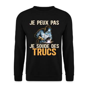Souder Des Trucs Humour Soudeur - Sweat-shirt Unisexe - noir - Devant - Alina (178cm) & Michal (187cm)