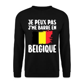 I Am Barre In Belgien Reisegeschenk - Unisex Pullover - Schwarz - Vorne - Alina (178cm) & Michal (187cm)