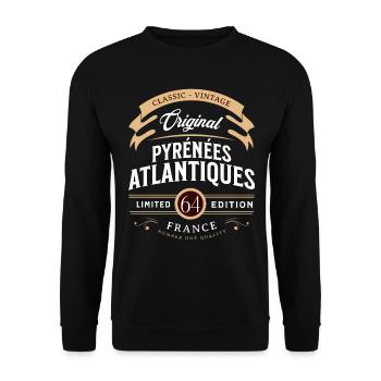 Pyrénées-Atlantiques Département France - Sweat-shirt Unisexe - noir - Devant - Alina (178cm) & Michal (187cm)