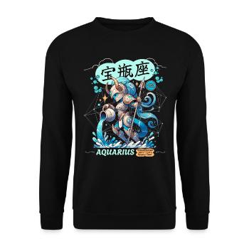 Aquarius Astrological Zodiac Sign - Unisex Sweatshirt - black - Front - Alina (178cm) & Michal (187cm)