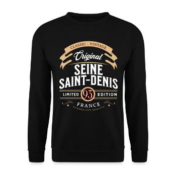 Département Seine-Saint-Denis, Frankreich - Unisex Pullover - Schwarz - Vorne - Alina (178cm) & Michal (187cm)