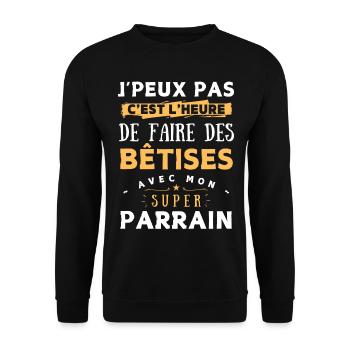 Bêtises avec mon super parrain, idée cadeau enfant - Sweat-shirt Unisexe - noir - Devant - Alina (178cm) & Michal (187cm)
