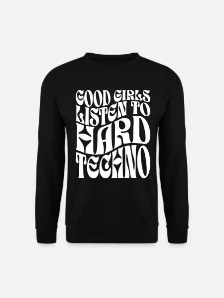 Mädchen hören Hard Techno EDM - Unisex Pullover - Schwarz