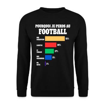 Humour Foot Joueur Football - Sweat-shirt Unisexe - noir - Devant - Alina (178cm) & Michal (187cm)