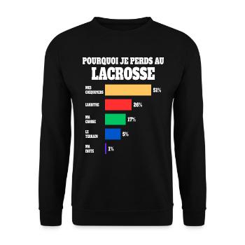 Maillot Humour Joueur Lacrosse - Sweat-shirt Unisexe - noir - Devant - Alina (178cm) & Michal (187cm)
