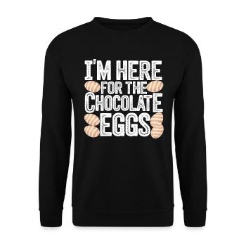 I'm Here For The Chocolate Eggs Lustig Ostern Eier - Unisex Pullover - Schwarz - Vorne - Alina (178cm) & Michal (187cm)
