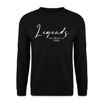 Legenden sind geboren im Jahr 1986 Geschenkidee - Unisex Pullover - Schwarz - Vorne - Alina (178cm) & Michal (187cm)