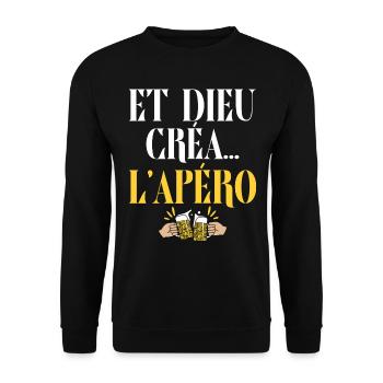 Et Dieu Créa Apéro Humour - Sweat-shirt Unisexe - noir - Devant - Alina (178cm) & Michal (187cm)